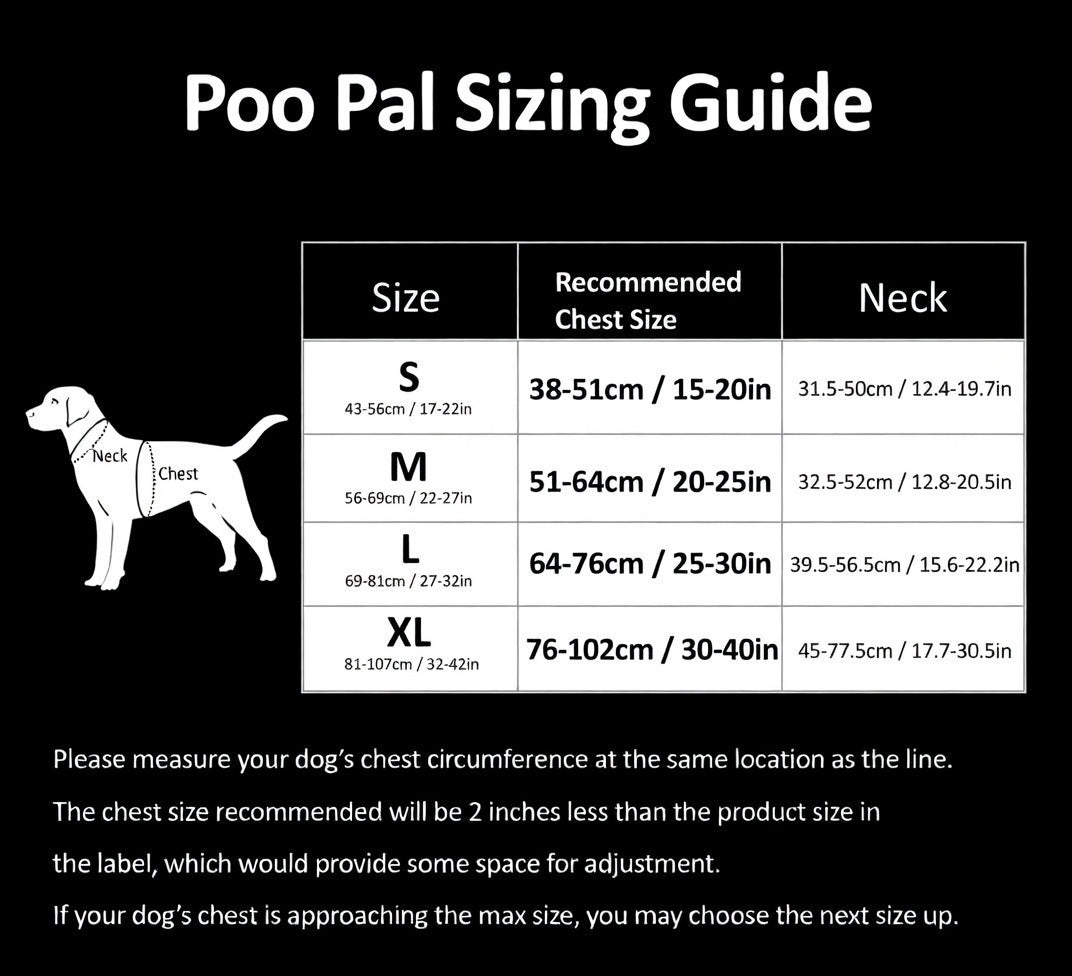 Poo Pal Harness size guide